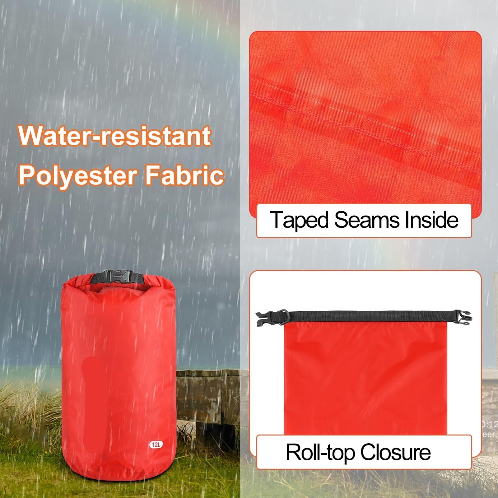 Trockensäcke Für Boote Wasserdichter Trockensack- 5er-Pack wasserdichte Trockentaschen, Säcke, leichte Aufbewahrungs-Trockentaschen for Outdoor-Camping, Bootfahren, Wandern, Rafting