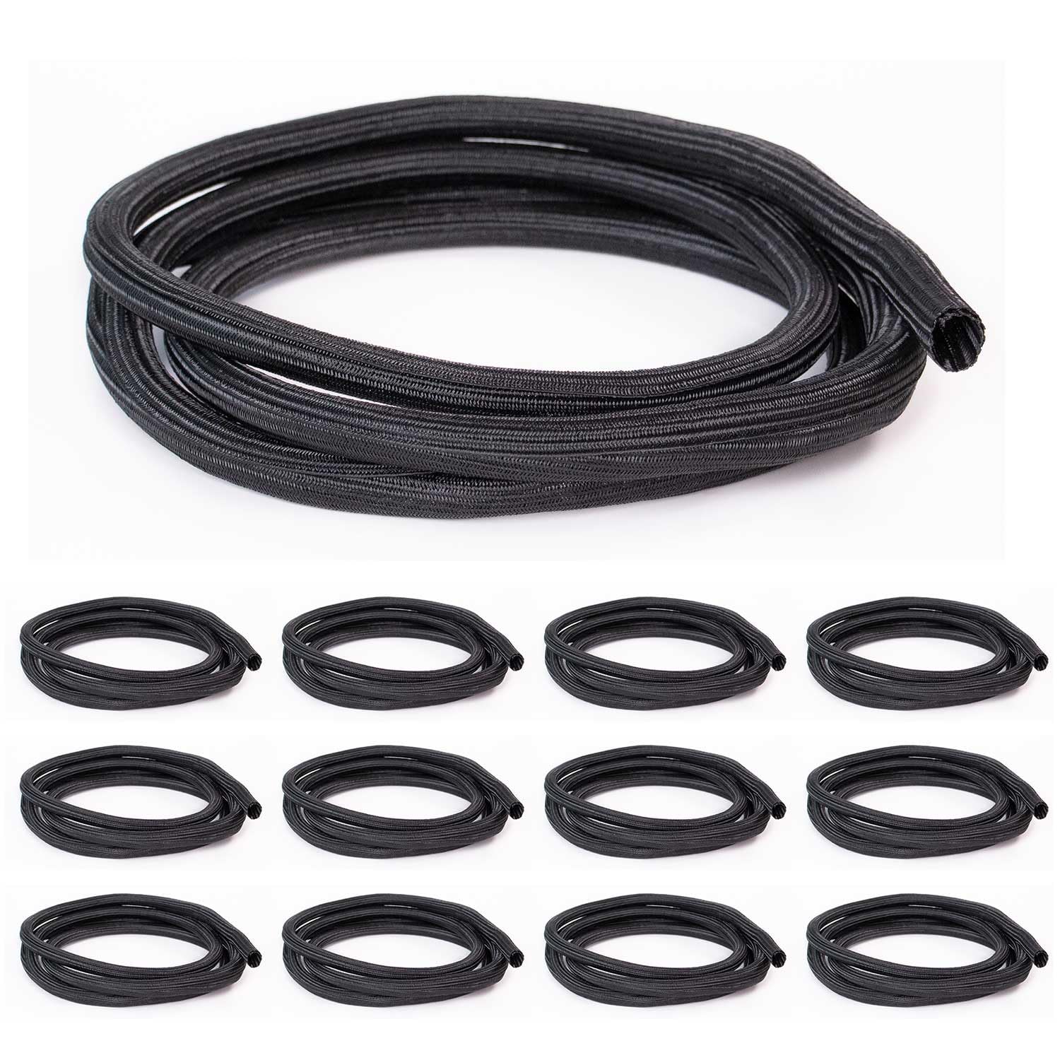 Kabelschlauch selbstschließend 3 m, 16 mm, 12 Stück, schwarz