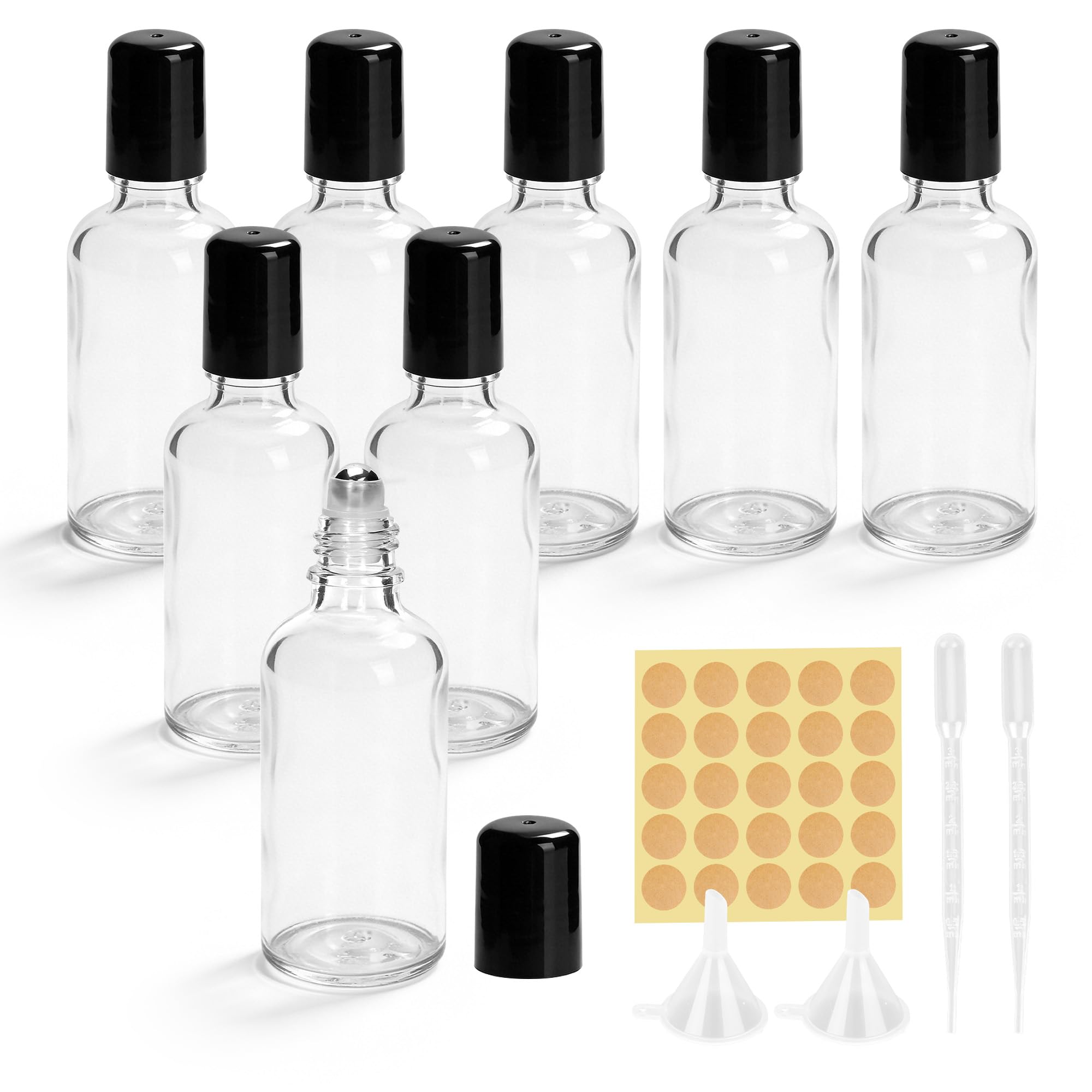 Flacons en verre avec bouchon noir de 50ml type roll-on pour mélange aromathérapie essentielle