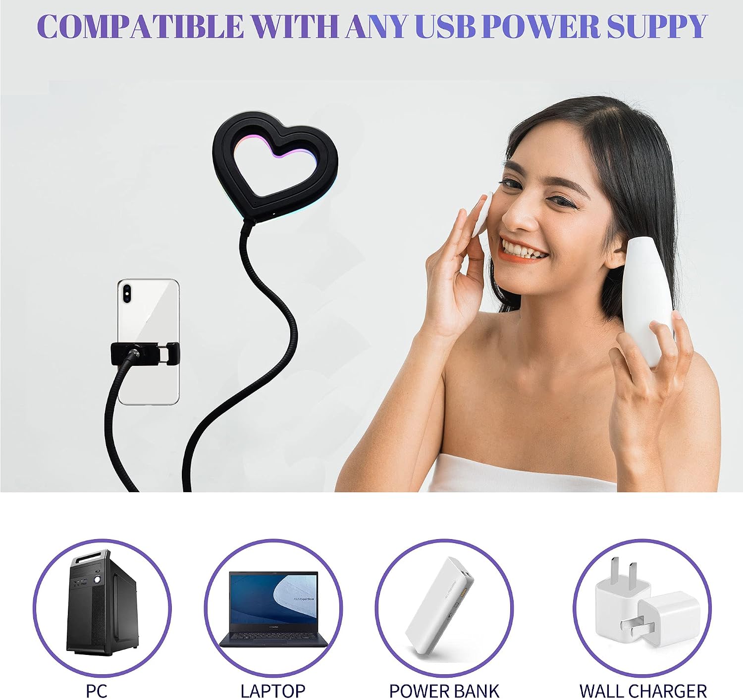 Orionstar 6" Ring Light with Holder for Phone, Selfie Ring Light with Flexible Gooseneck Stand and Clip for Desk, Adjustable LED Brightness, 3+32 RGB Modes, Live Stream, Video, Photography