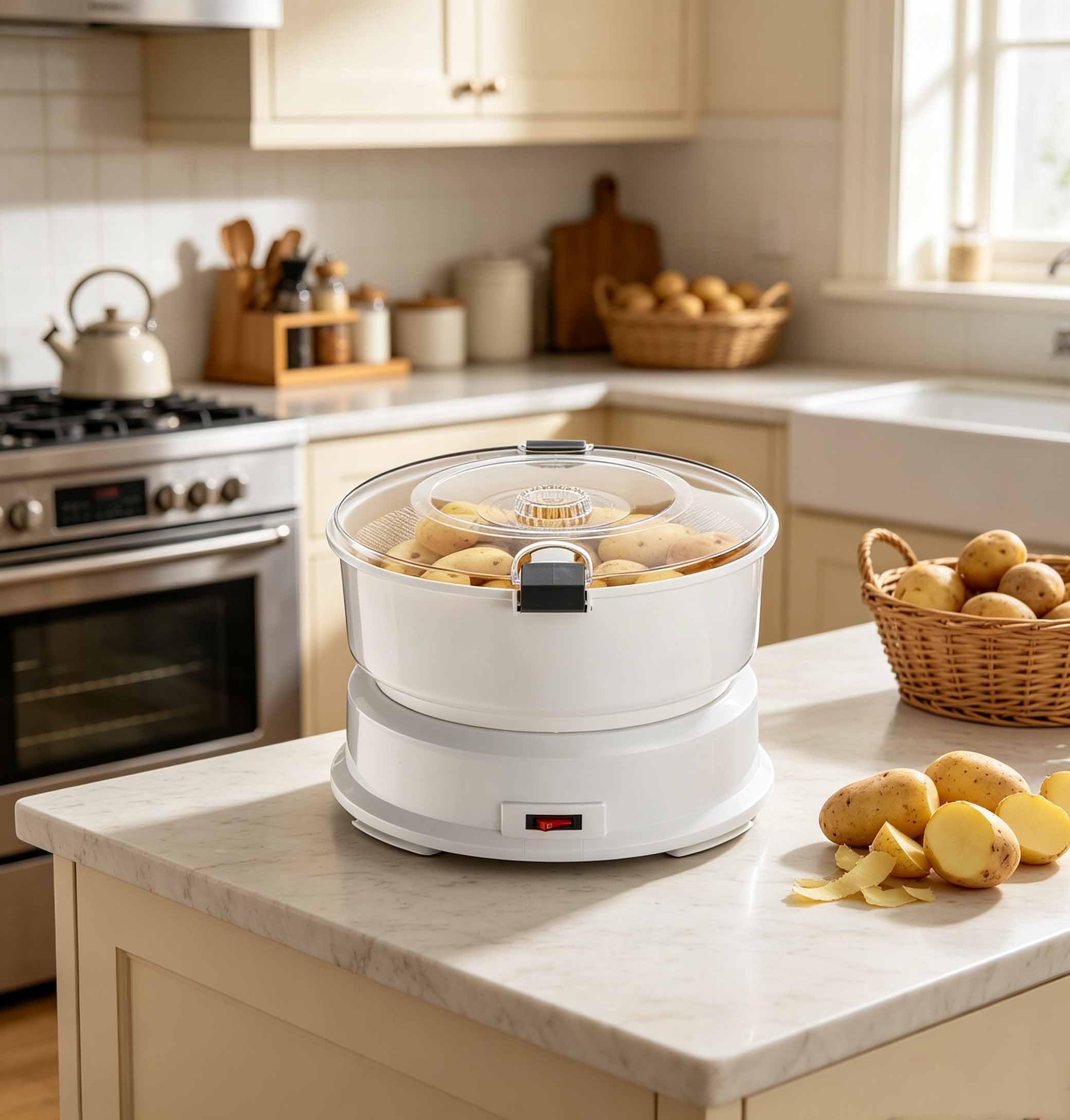 Éplucheur de Pommes de Terre Électrique 1 kg Blanc – Machine Automatique