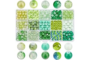 PH PandaHall 450pcs 8mm Green Glass Beads