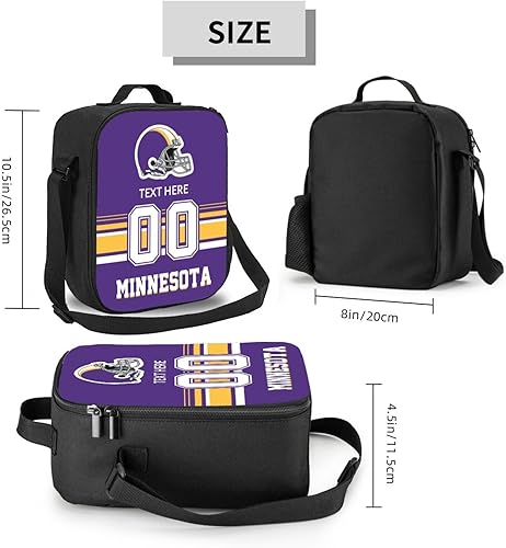 Vista 145 de Bolsa de almuerzo personalizada de Nueva Inglaterra, regalos para hombres, mujeres, fanáticos, con nombre y número personalizados, correas de hombro