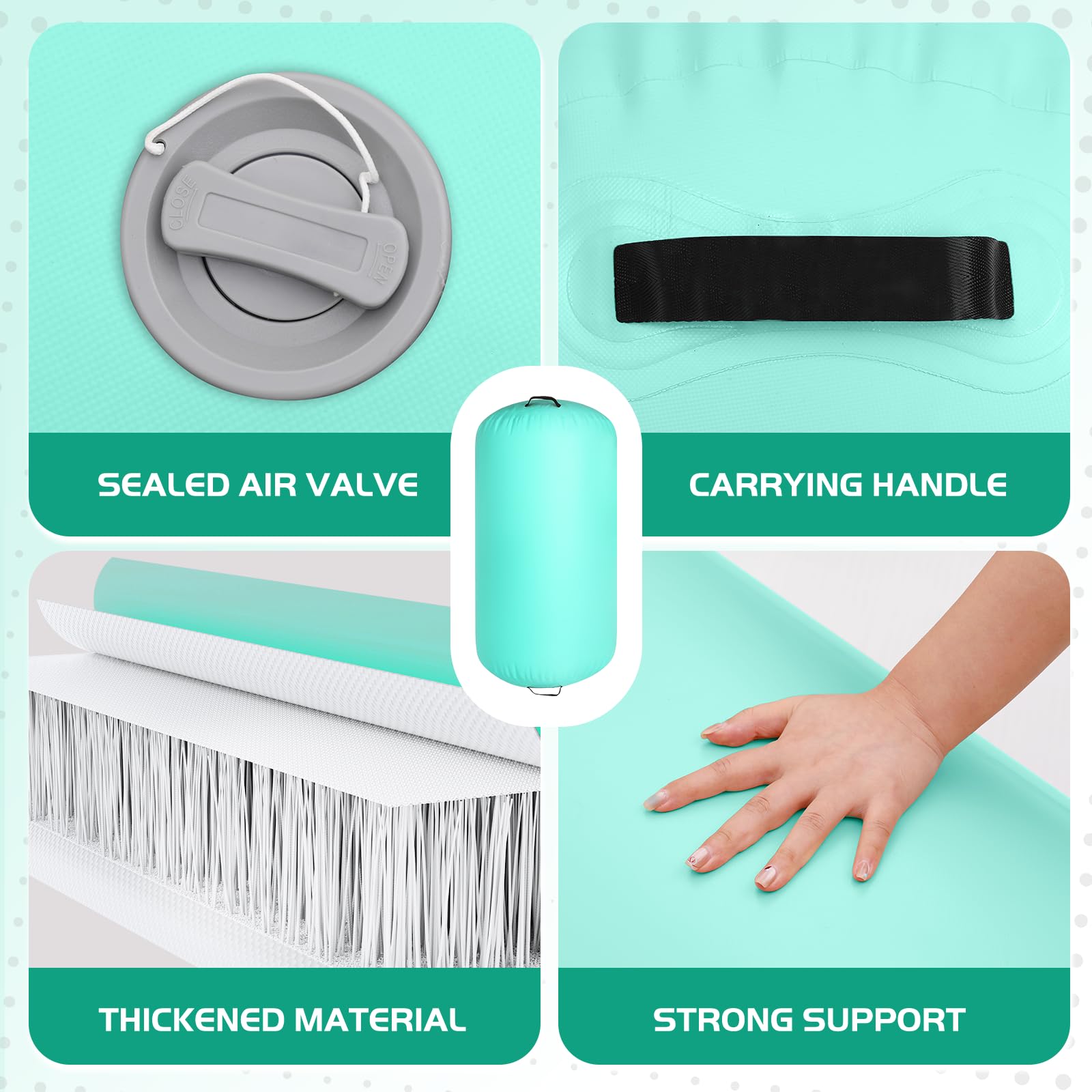 Aufblasbare Turnmatte mit Air Roller und Elektroluftpumpe, 3m Gymnastikmatte & Roller, Ideal für Yoga, Gymnastik, Cheerleading, Tanzen und Heimtraining