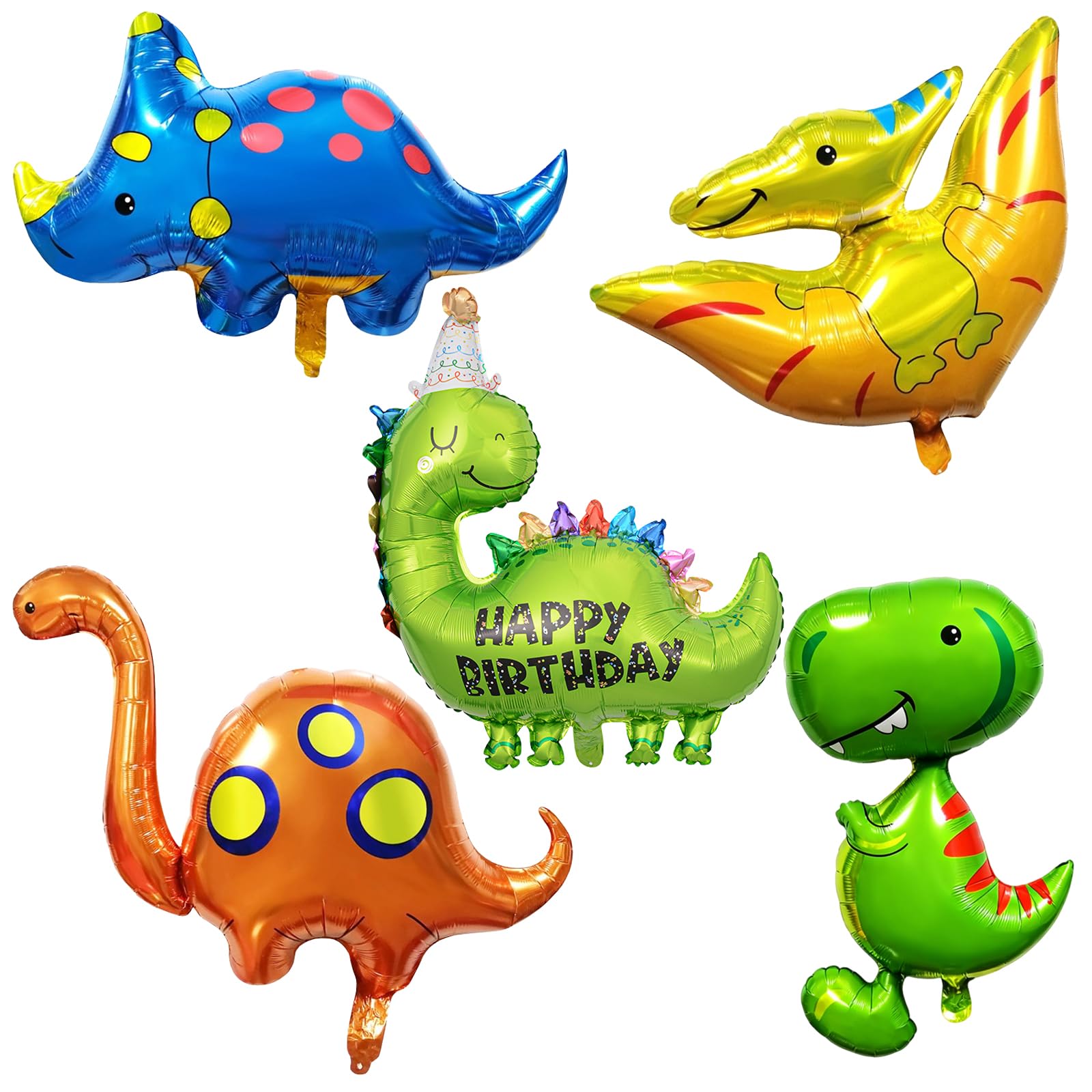 TENGMEIHUIO 5pcs Dinosaur Balloons Foil Dinosaur Birthday Decorations for Jungle Safari Theme Shower DinosaurTheme Birthday Party Supplies and Decor Supplies (A)