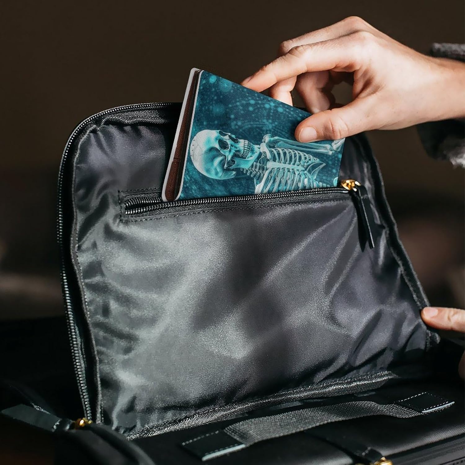 The Skeleton of Color Space Passport Holder Travel Passports Wallet with Card Slot Passport Cover PU Passports Protector
