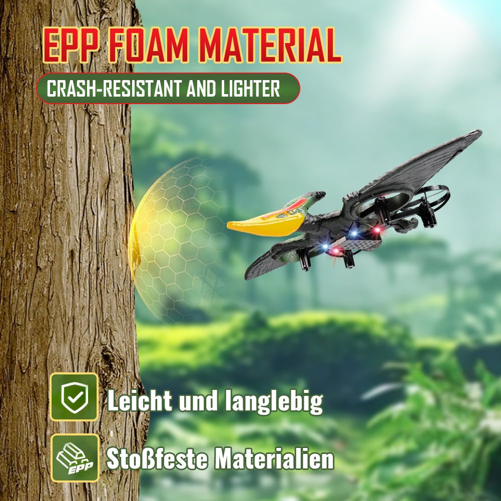 Pterodactyl Dinosaurier-Spielzeug-Drohne für Kinder, einfach zu fliegen, Drache, ferngesteuertes Flugzeug, fliegendes Spielzeug, Geburtstagsgeschenke für Jungen, Hobby, ferngesteuertes Flugzeug (grün)