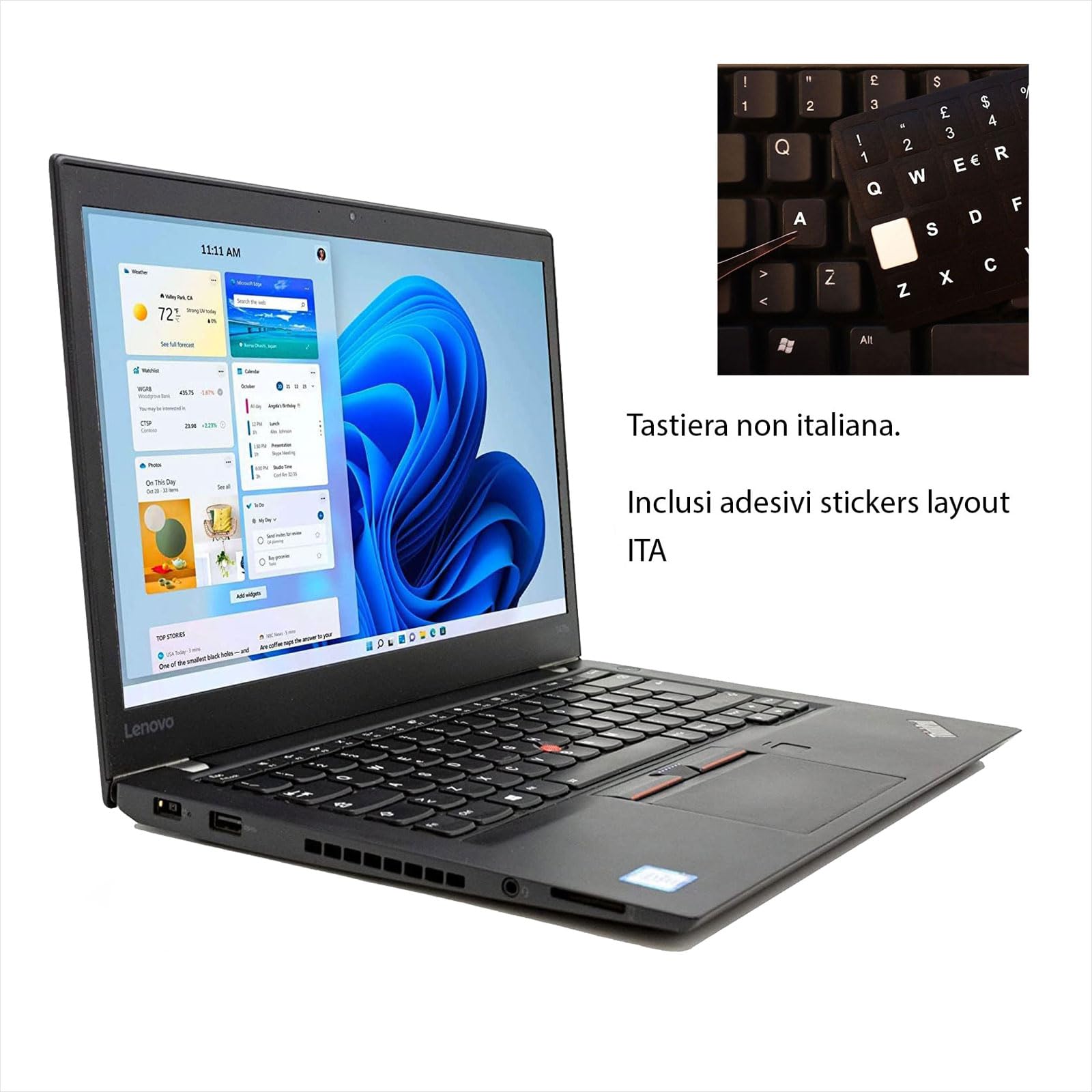 Lenovo Thinkpad Laptop Computer Business, Pc Portatile Notebook Intel i5 8th, Ram 16 Gb, SSD 256 Gb, Display da 13.3", WiFi, Windows 11 Pro + Libre Office (Ricondizionato)