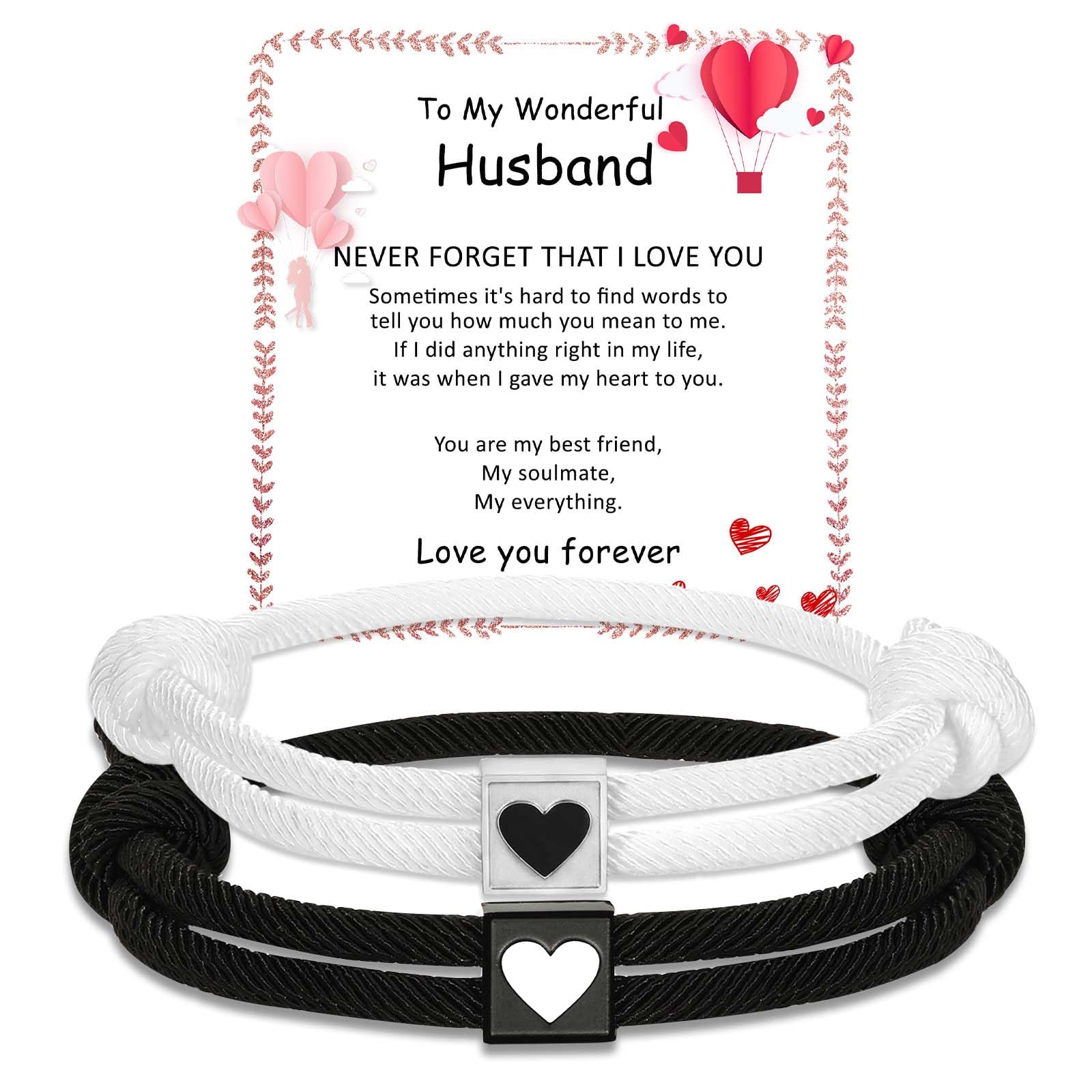 Pärchen Armbänder Matching Armband mit Magnetverschluss Geschenke für Paare | Verstellbares Seil Armkette für Paare Jahrestag Valentinstag Geschenke für ihn Sie Freund Freundin Liebhaber Ehemann Ehefrau
