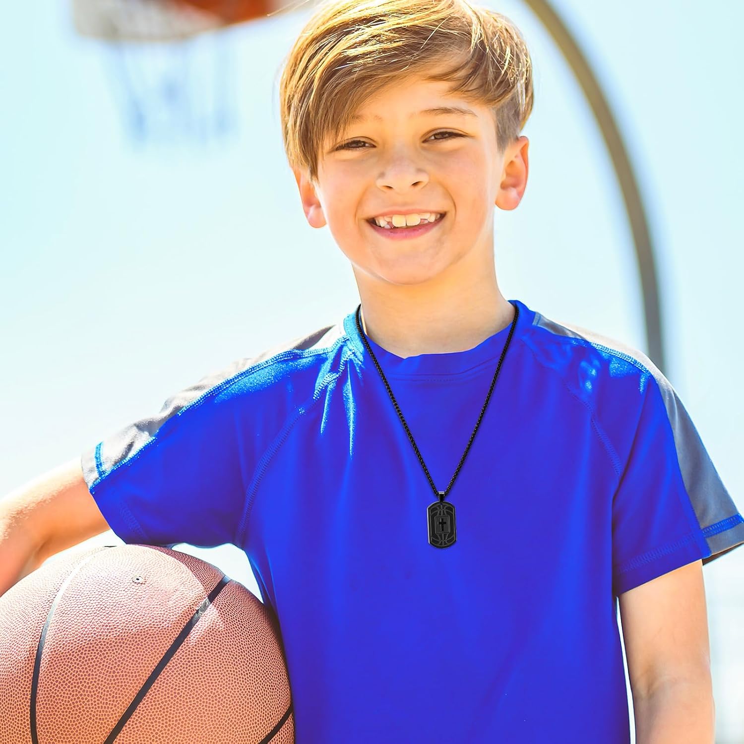 Easter Basket Stuffers - Basketball Bible Verse Cross Necklace for Men Stainless Steel Religious Gift Basketball Sports Jewelry Birthday Christmas Gifts for him Kids Boys Men Teens him Boyfriend dad - Image 2