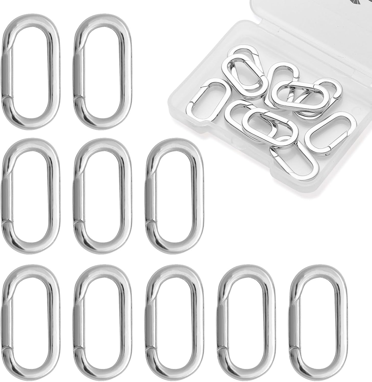 10pcs 925 Silver Plated Oval Clasps,Jewelry Clasps,Gold Paper Clip Clasps,DIY Bracelets Necklaces Jewelry Making and Repairing (925 Silver-14mm)