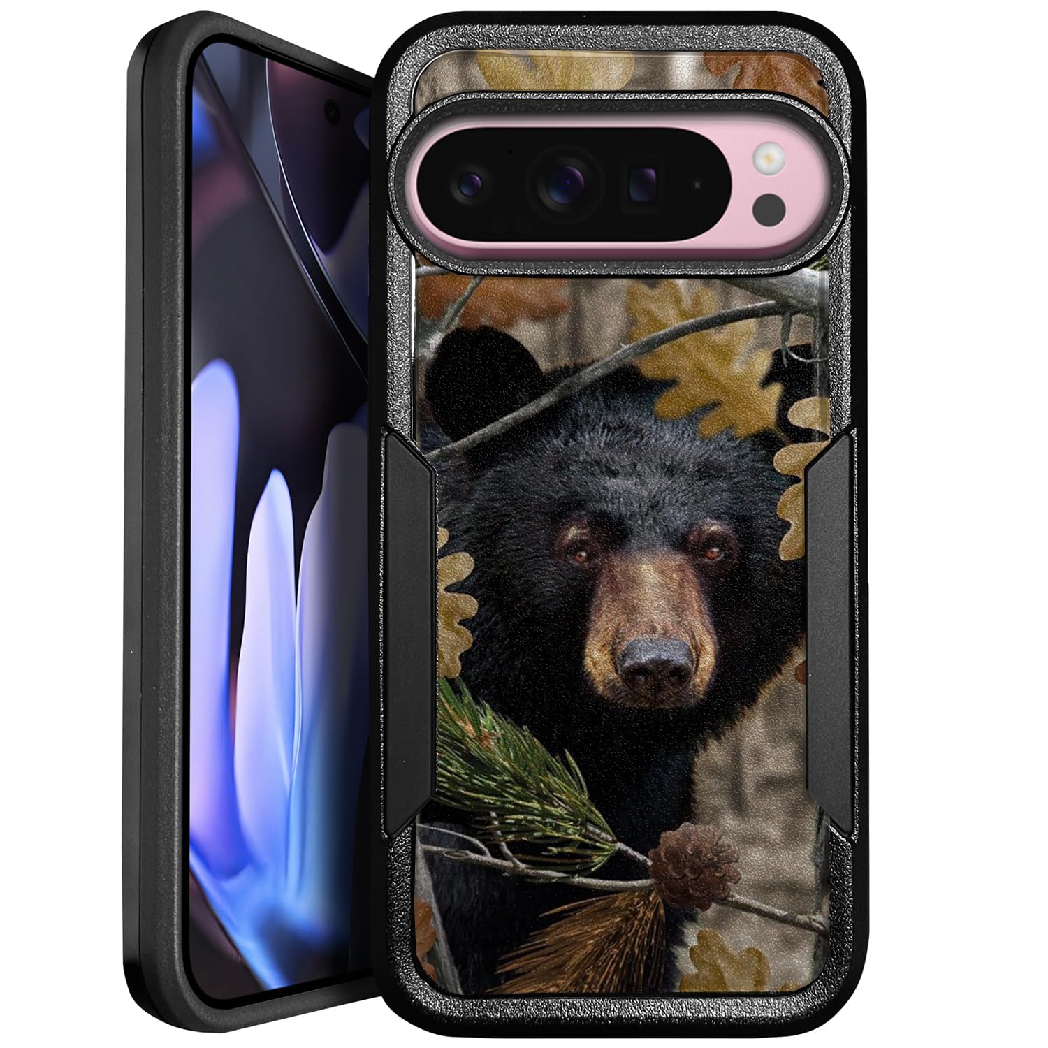 Compatible with Google Pixel 9 PRO XL Case [Dual Tactical] Heavy Duty Case with Double Layer Protection and Design (Bear Tree Camo)