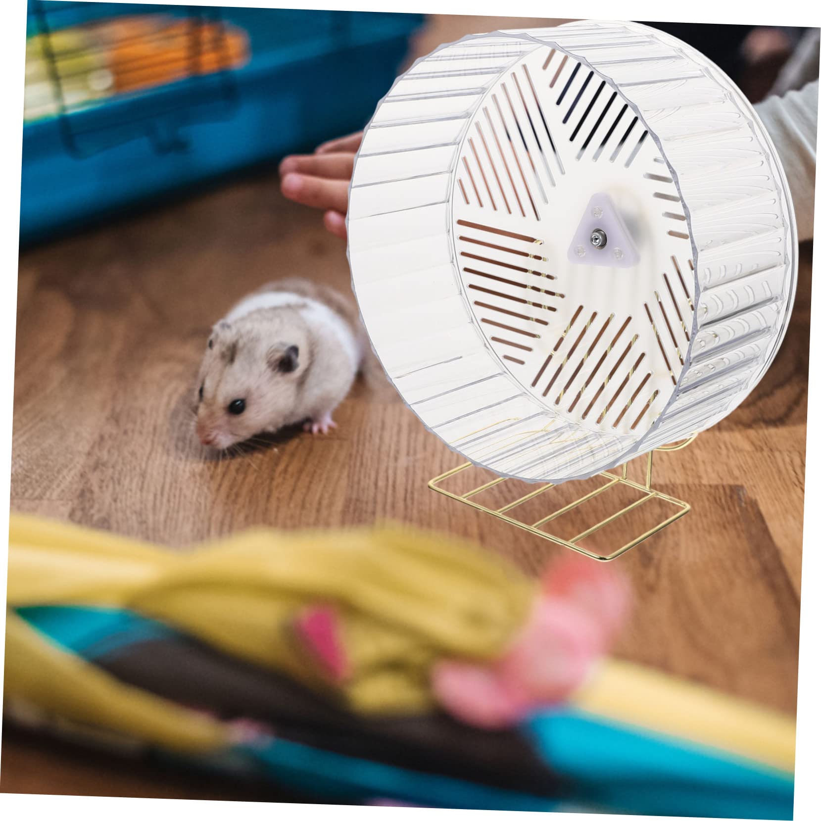 Rueda de Hámster Silenciosa con Soporte, Rueda de Ejercicio para Erizos y Chinchillas, Material Plástico Resistente, Tamaño Grande, para Jaulas y Mascotas Pequeñas Color Aleatorio