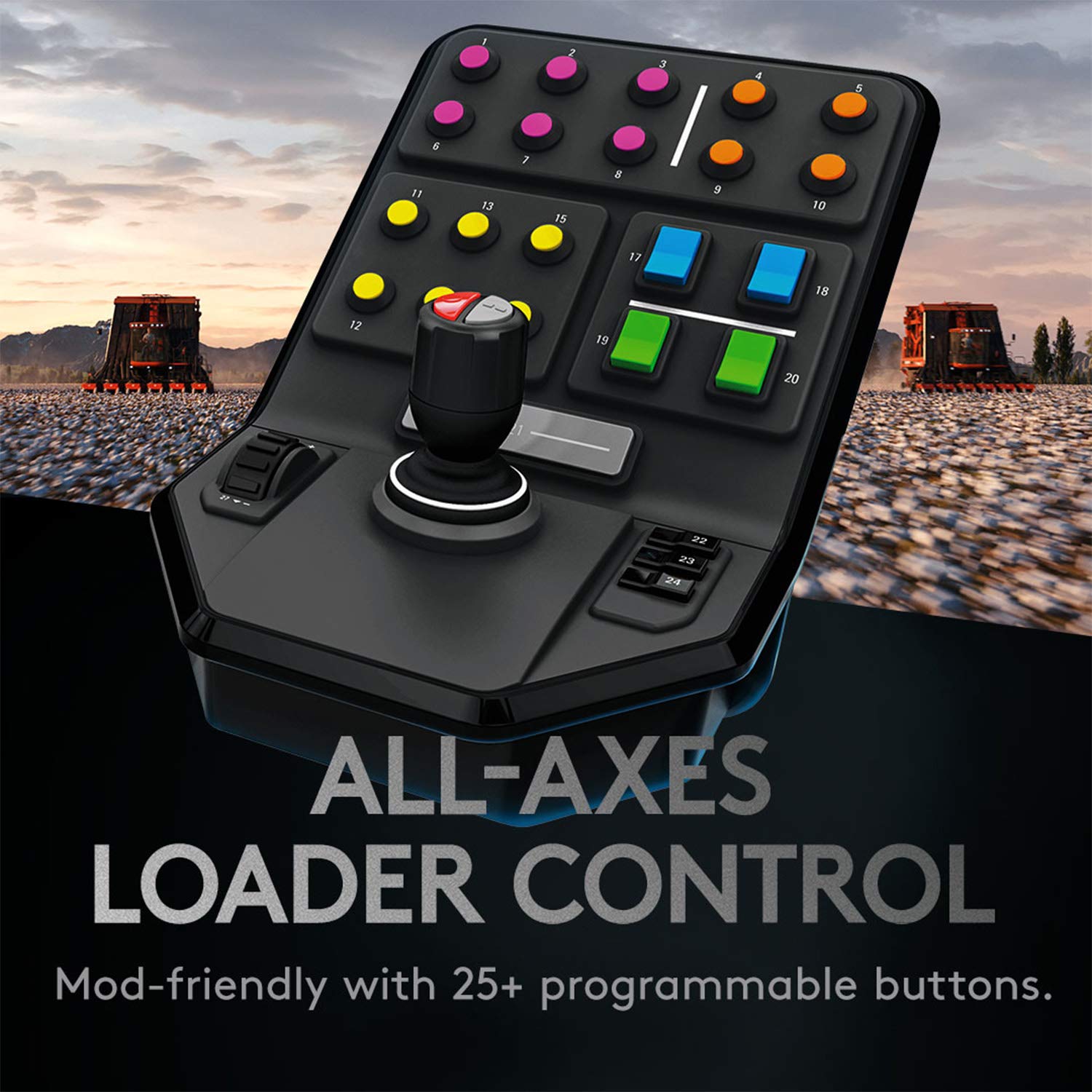 Logitech G Saitek Farm Sim Controller, Kit Simulazione Macchine Pesanti con Volante, ‎Console di Comando, Pedale Acceleratore/Freno, Raggio Sterzata 900°, 38 Pulsanti, ‎USB, PC/Mac - Nero