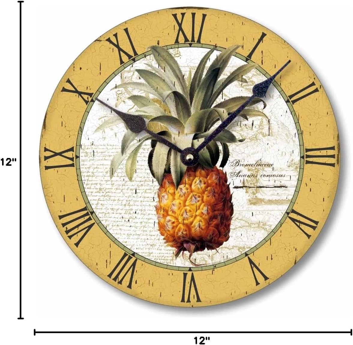 Item C2100 Vintage Style British Colonial Pineapple Wall Clock (12 Inch Diameter)