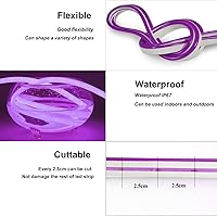 Vista 7 de YM E-Bright - Tira de luz LED de neón púrpura de 5M 16.4 pies 600SMD, lámpara de cuerda de silicona para letrero, barra, hogar, edificio, decoración