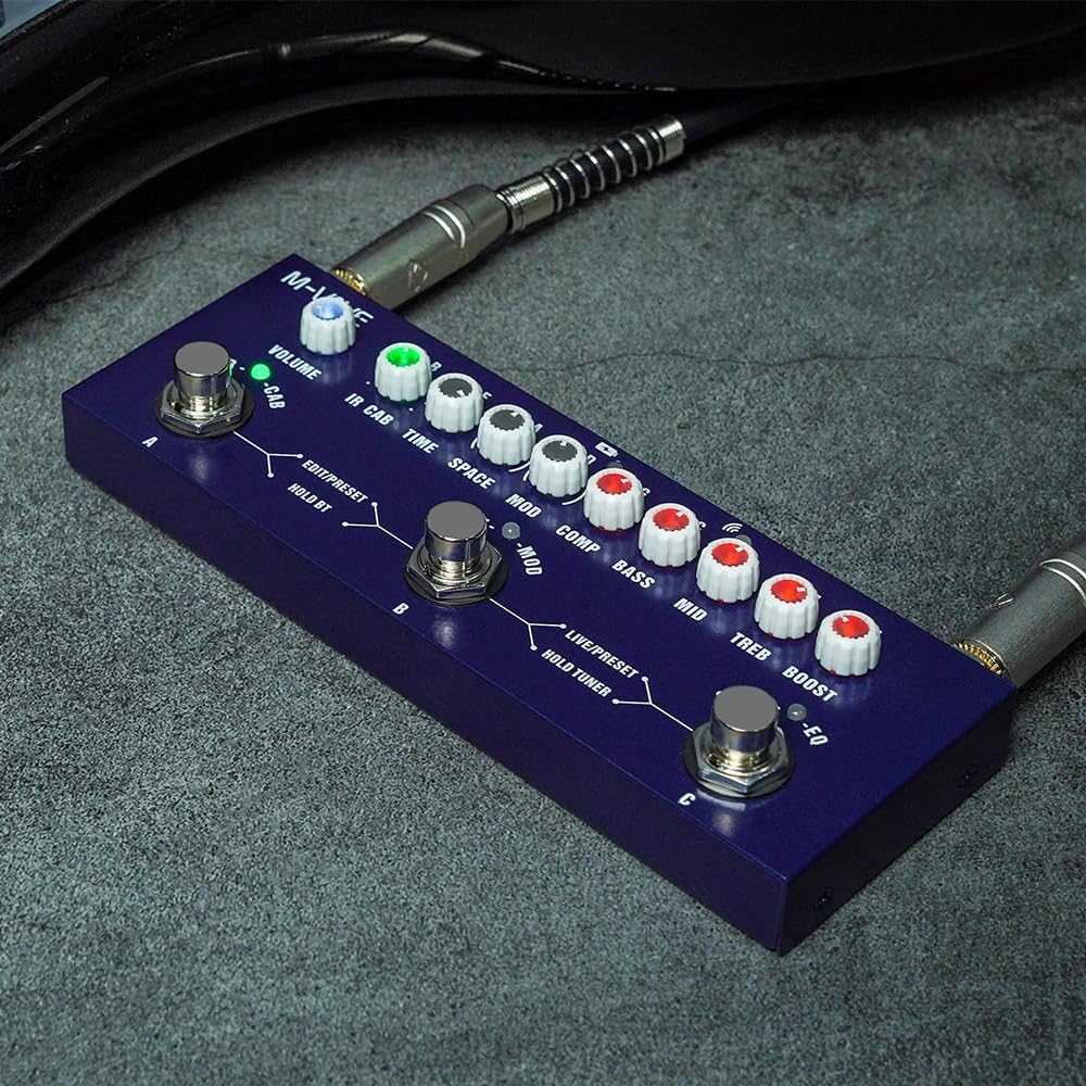 Cube Baby Bass Compact Bass Guitar Preamp Multi-Effects Pedal with 9 Amp Models, 8 IR Cab Slots, Bluetooth & Software Editing – Portable Rechargeable Audio Interface