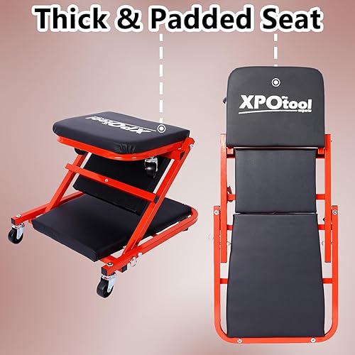 Miniatura 7 de Mechanics Creeper - Enredadera plegable para automóvil y rodillo para debajo del automóvil para hombres, capacidad de carga de 300 libras para