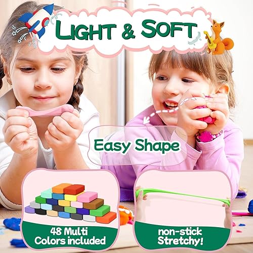 Miniatura 2 de Chico Land Kit de arcilla  48 colores de arcilla seca al aire, regalo para niños y niñas a partir de 4 años, kit de arcilla de modelado de bricolaje