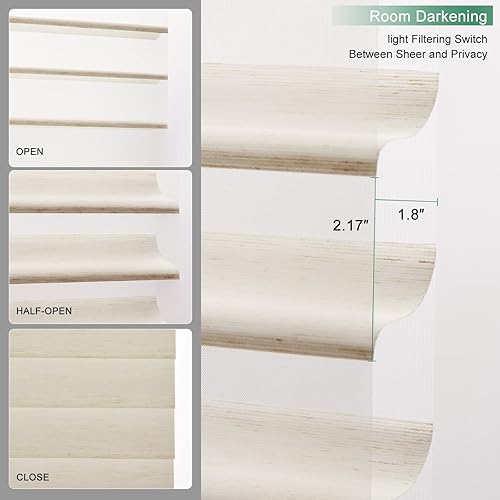 Miniatura 4 de Tonature Shangri-La - Persianas enrollables personalizadas de lino, traslúcidas de lino para oscurecer la habitación, con filtro de luz, persianas