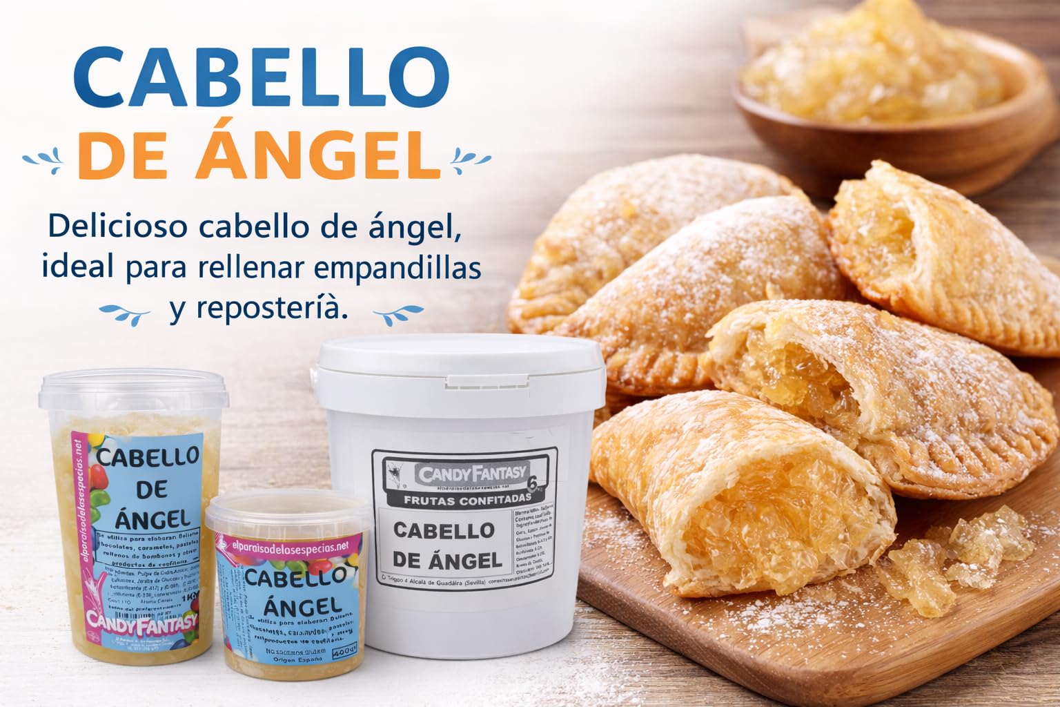 Cabello de Ángel 60° Brix – Relleno de Cidra para Repostería, Empanadillas, Hojaldres y Tartas – Formato Profesional 6 Kg - EL Paraíso de las Especias
