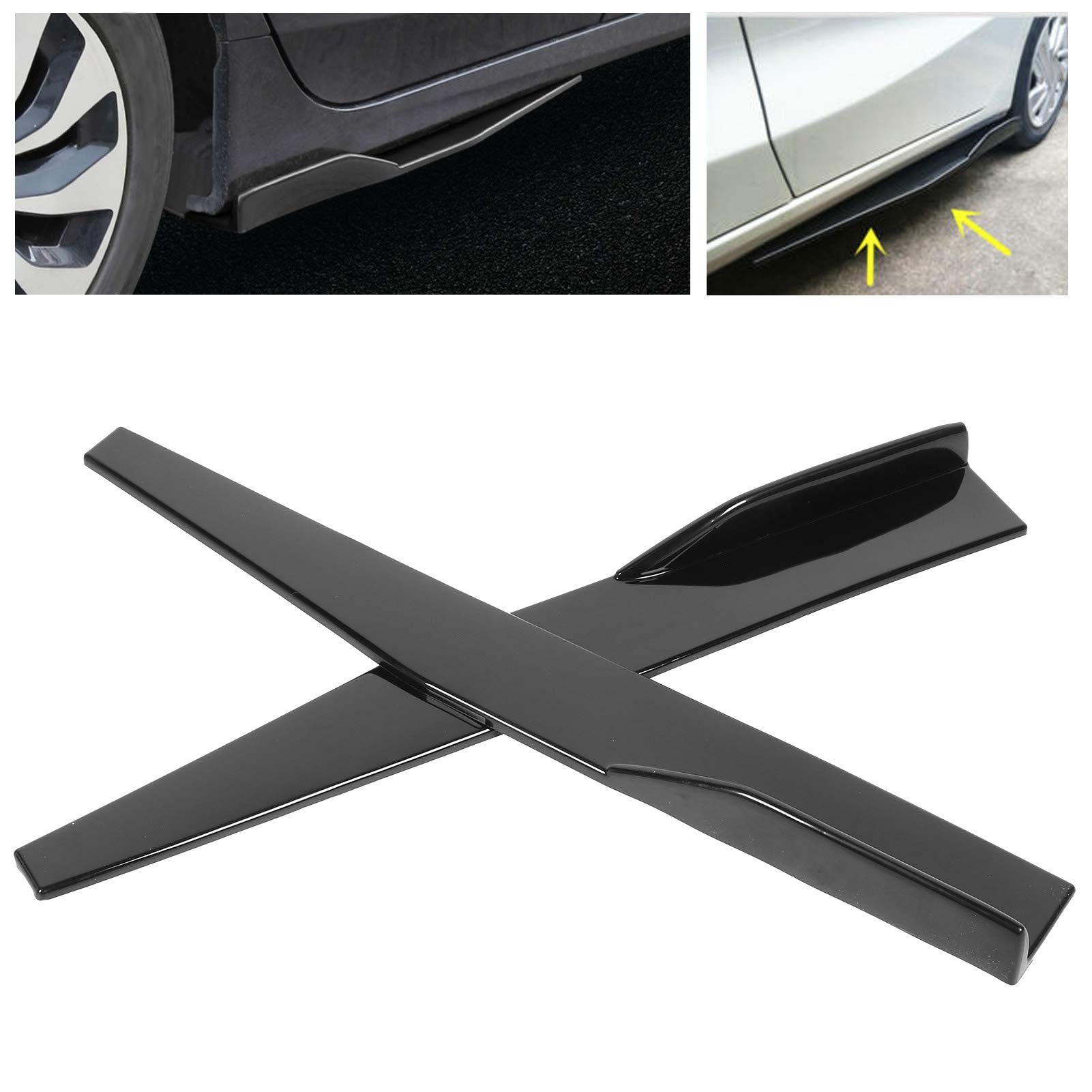 2pcs Universal Car Side Faldón Extensiones Faldas laterales Rocker Extension Panel Splitter Lip Wing Difusor 74.5cm Negro brillante