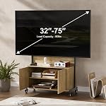 Planimetry Roulement TV Support avec support pour téléviseurs 32-75 pouces, réglable en hauteur TV Stand avec roues verrouillables, Centre de divertissement de Cabinet Fluted avec sortie d'alimentation & Entreposage, bois