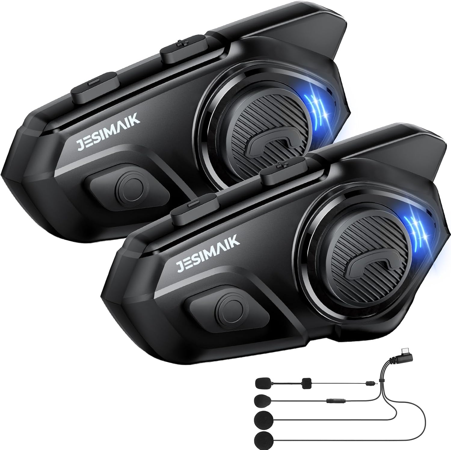Motorcycle Helmet Bluetooth Headset 2-pack, 2 mics & 40mm speaker