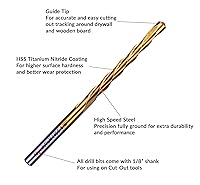 Vista 2 de NordWolf Juego de brocas de corte HSS de 16 piezas, con revestimiento de nitruro de titanio de 18 pulgadas con punta guía para herramientas de corte