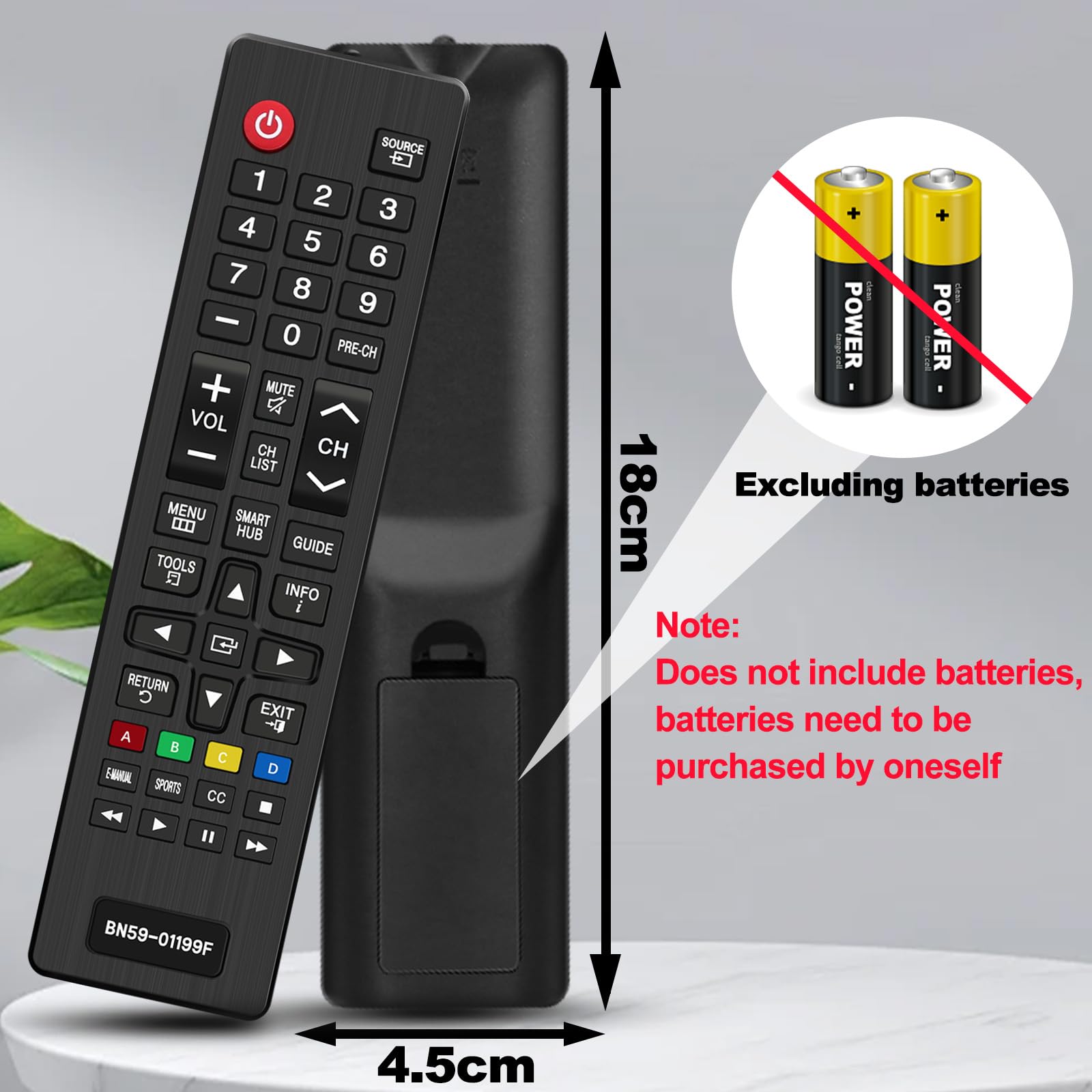 Telecomando Universale per Samsung Smart TV, BN59-01199F Sostitutivo Telecomando, Compatibile Samsung Smart TV LCD LED HDTV 3D 4K, Nessuna Configurazione, Telecomando TV Universale