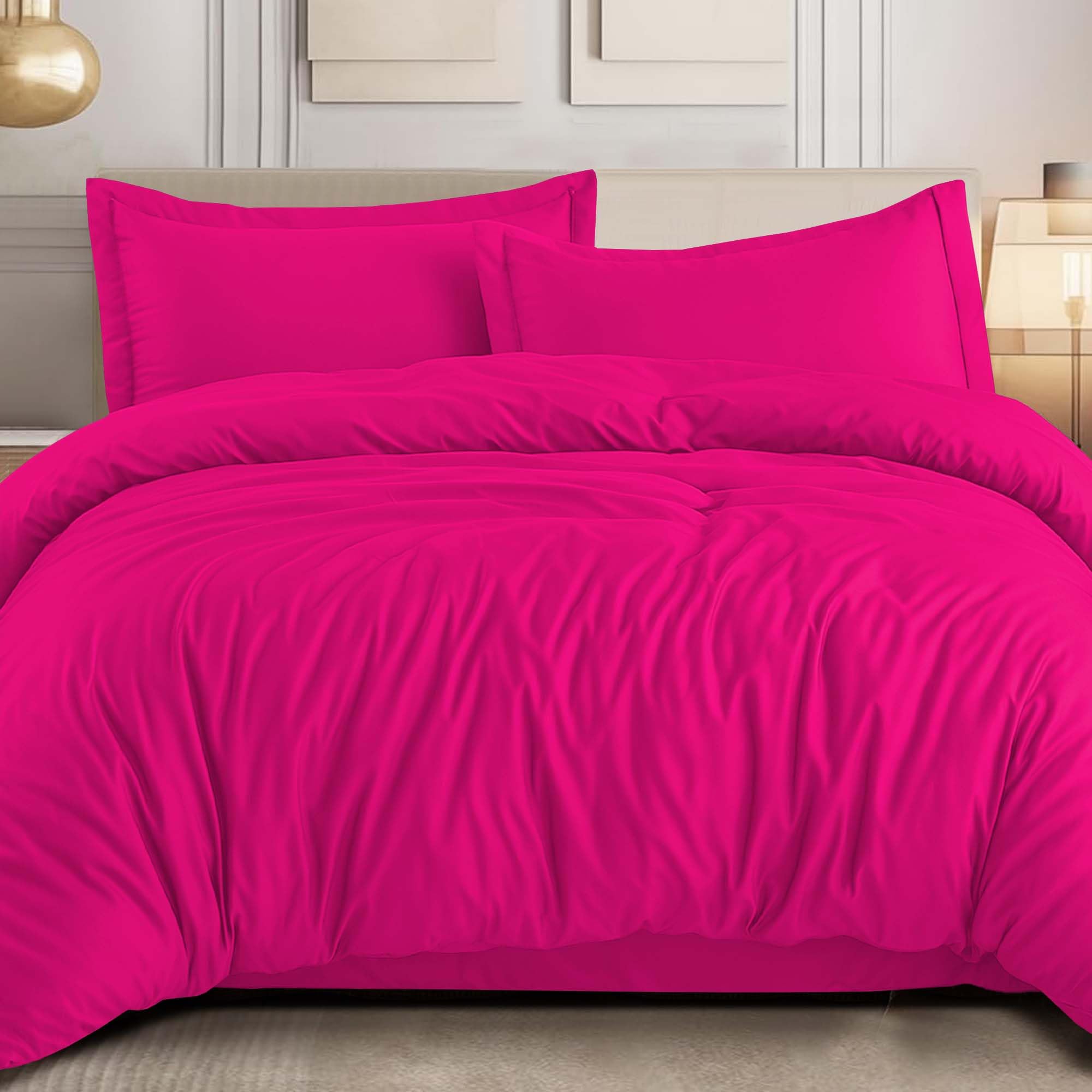 IR Imperial Rooms Pink Twin Size Duvet Cover Double Brushed Microfiber Duvet Covers 68 x 90 Inches Soft Bedding Button Closure Bed Set with 1 Pillow