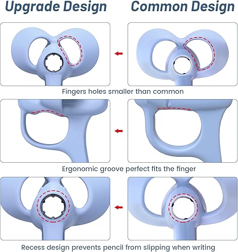 Miniatura 6 de 4 empuñaduras de lápiz para escritura a mano de niños, empuñaduras para zurdos y diestros, agarres de bolígrafo de 5 dedos, ayuda de corrección de