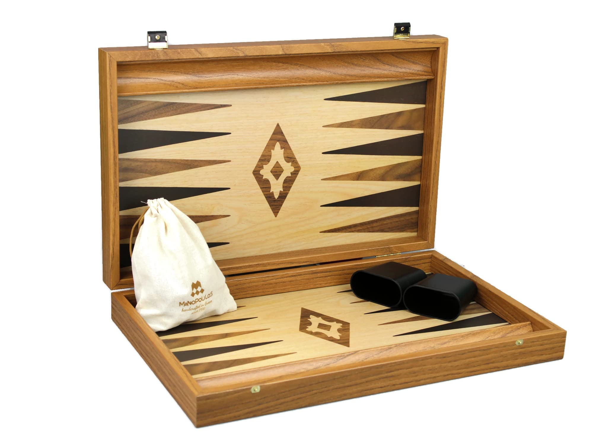 Manopoulos Backgammon Set di scaffali in rovere e noce, 60,5 cm inclusi