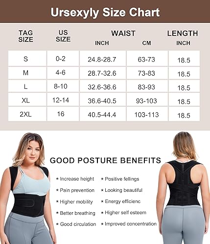 Miniatura 6 de URSEXYLY Corrector de postura de espalda para mujer, enderezador de hombro ajustable, soporte de espalda completa, alivio del dolor de espalda