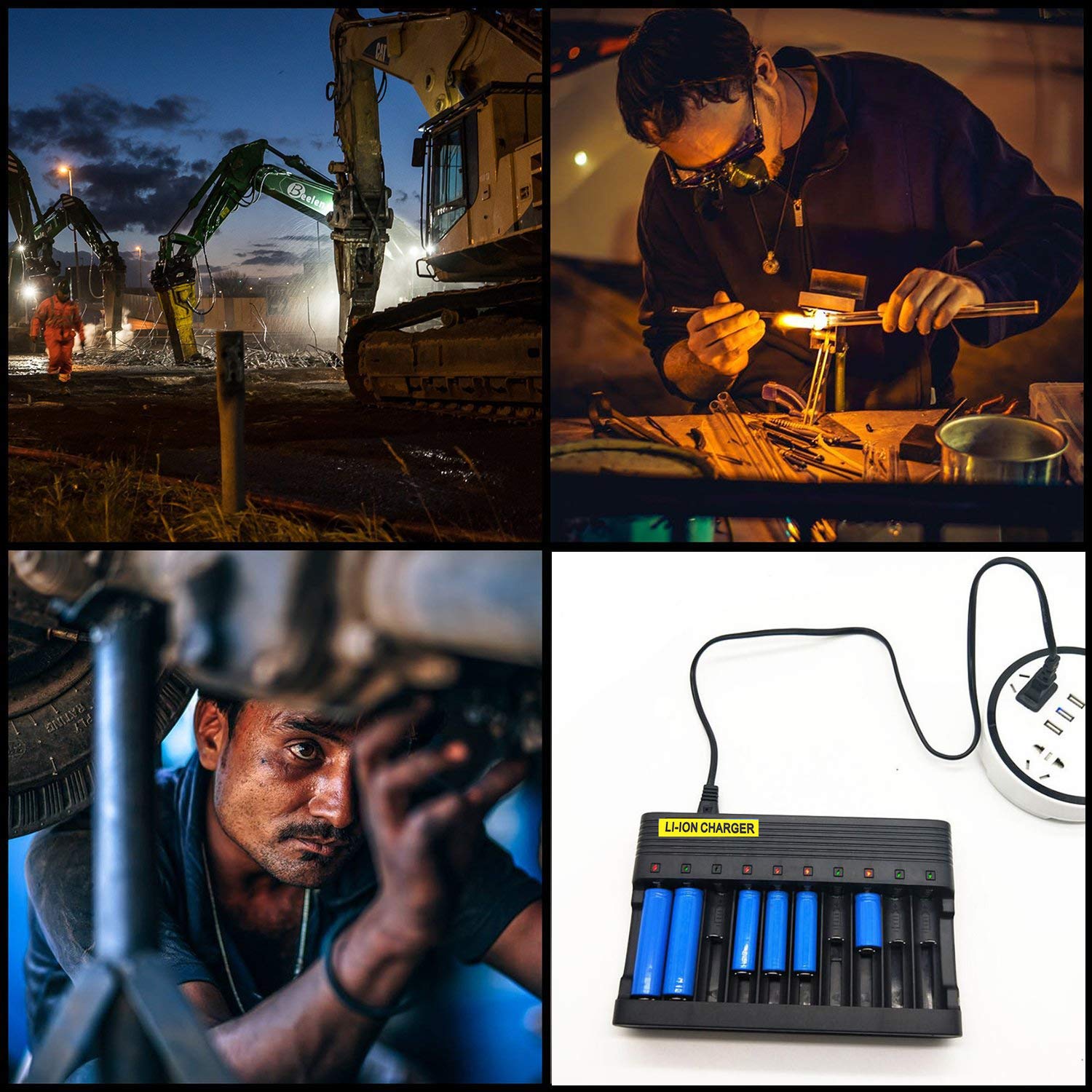 18650 Battery Charger 10 Bay - Upgraded Smart 18650 Battery Charger for 3.7V 18650 26650 14500 16340 18500 10440 18350 17670 Rechargeable Batteries Charger - Not Batteries