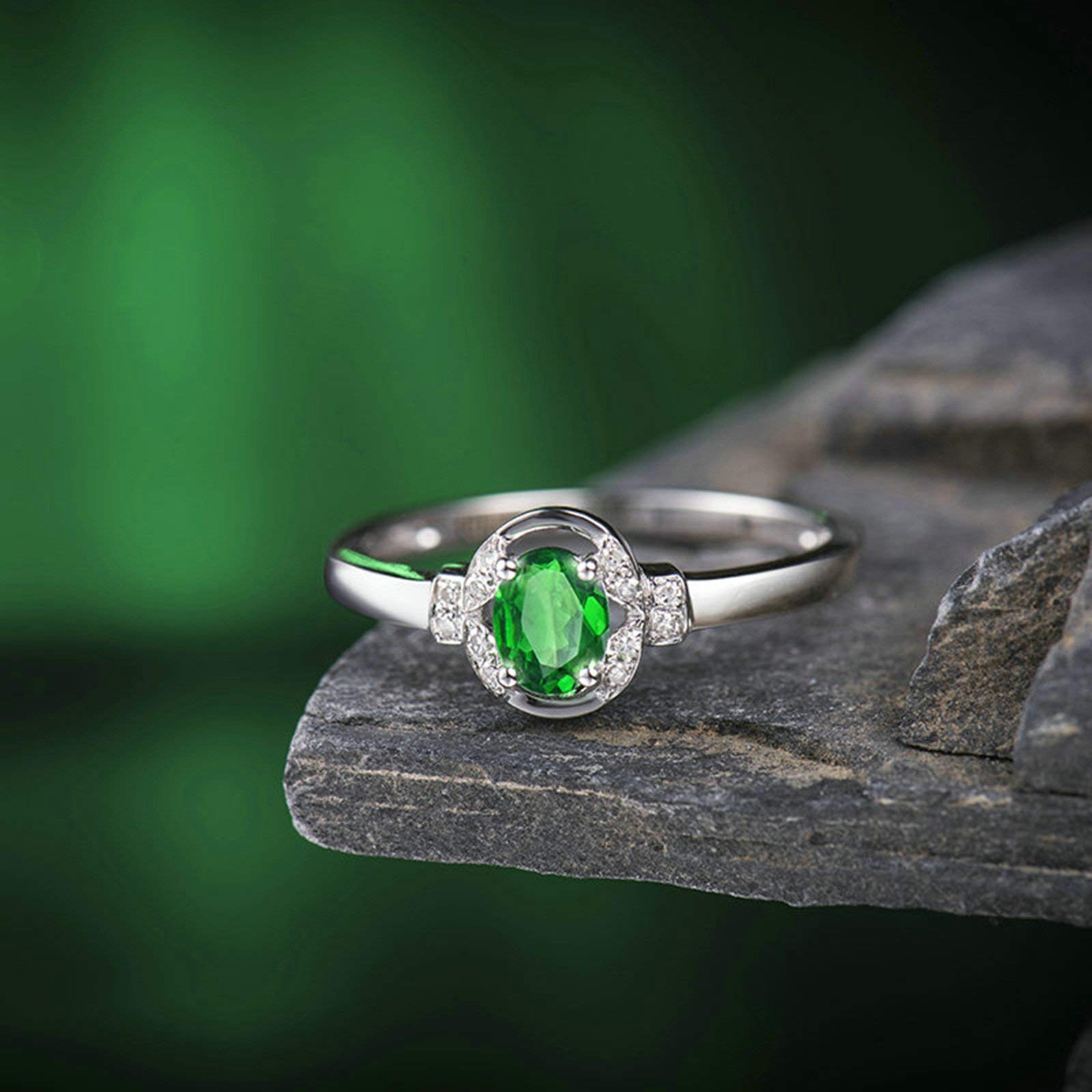Daesar Anelli Matrimonio Oro Bianco 18K, Anello Anniversario Donna Anello Tsavorite 0.29ct Elegante Anello in Oro Bianco