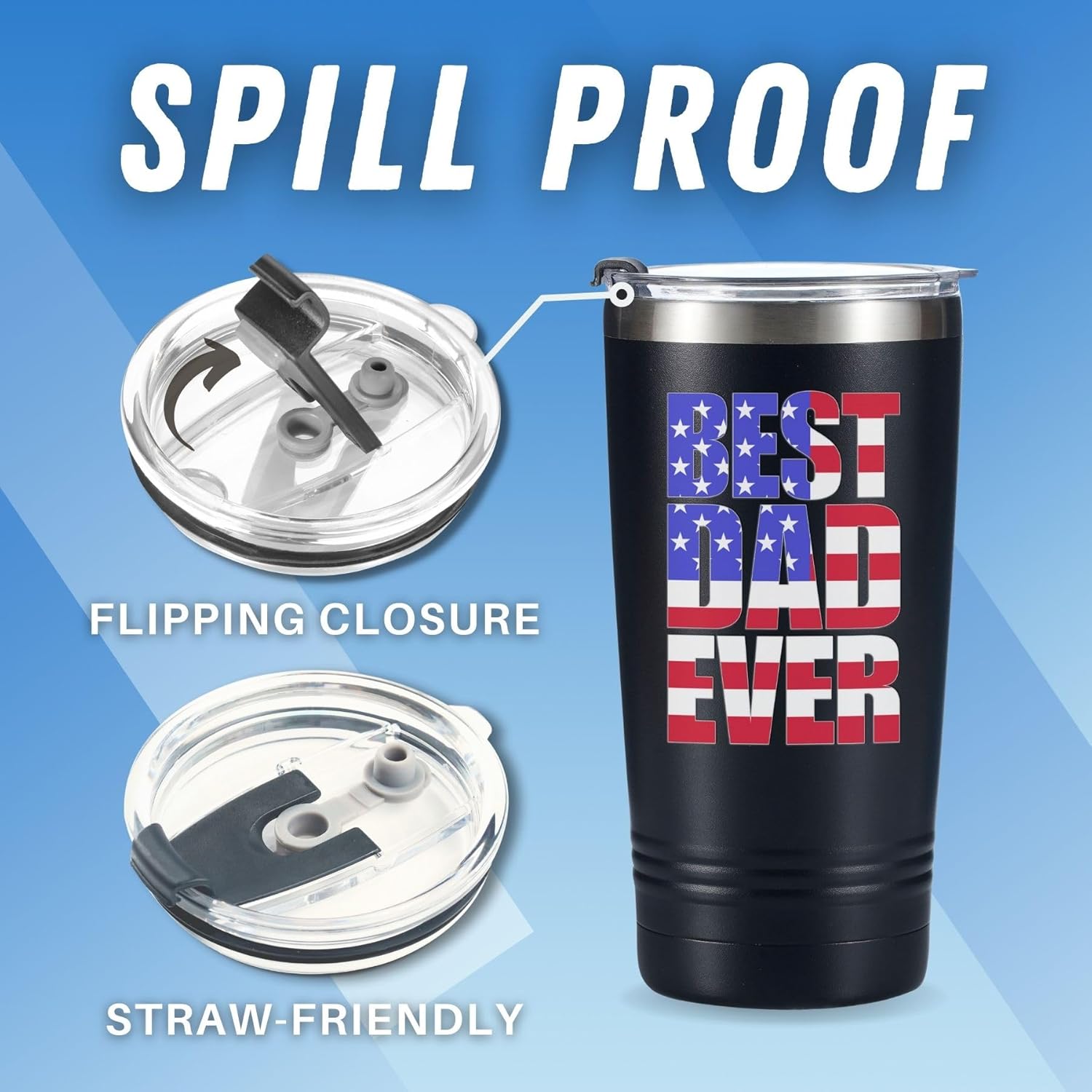 Onebttl Dad Gifts Best Dad Ever Tumbler, for Father's Day, from Daughter, Son, Wife, Stainless Steel Travel Mug 20oz - Image 7