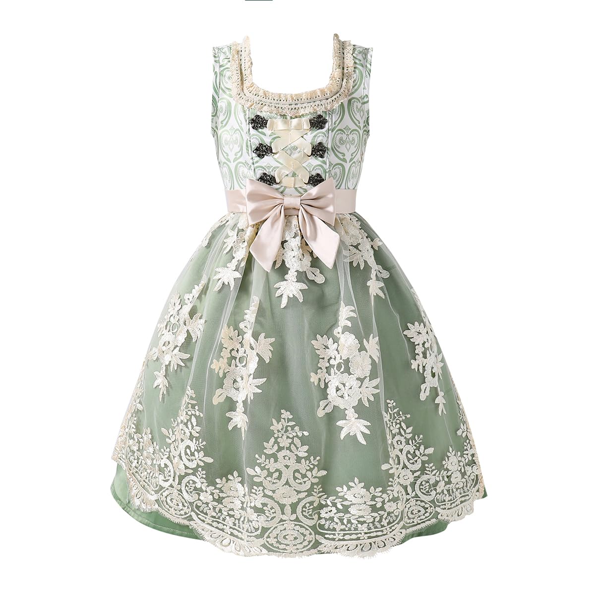 PLWEDDING Dirndl Mädchen Kinder Outfit mit Spitzenschürze Kinder Kleid hochwertige bayerische Tracht ideal für Feste und Feiern Girl Cosplay Outfits Als Eltern-Kind-Bekleidung verwendbar Kleid