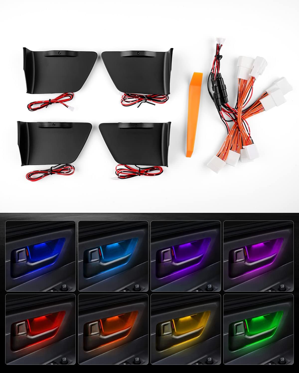 Powerty Adjustable 8 Colors LED Lights for 2022 2023 2024 Toyota Tundra Inner Door Handle Bowl Mood Lighting Decorative Interior Lamp (4PCS)