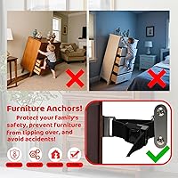 Vista 4 de Anclajes para muebles a prueba de bebés (2 juegos), anclajes de muebles antipunta, anclaje de pared para muebles, correas ajustables para muebles