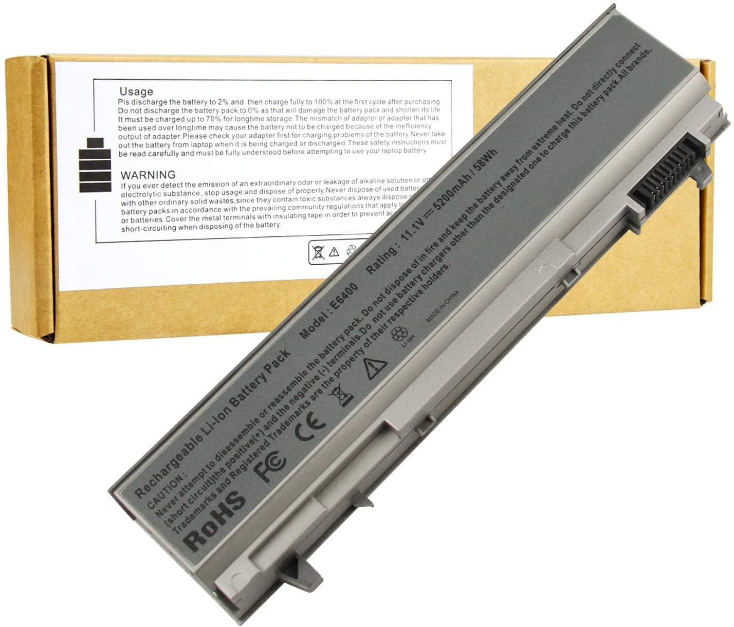 XTEES Replacement Battery E6400 PT434 PT435 DELL Latitude E6400 / E6410 / E6500 / E6510 DELL Precision M2400 / M4400 / M4500 / M6500 11.1V 5200MAH ;