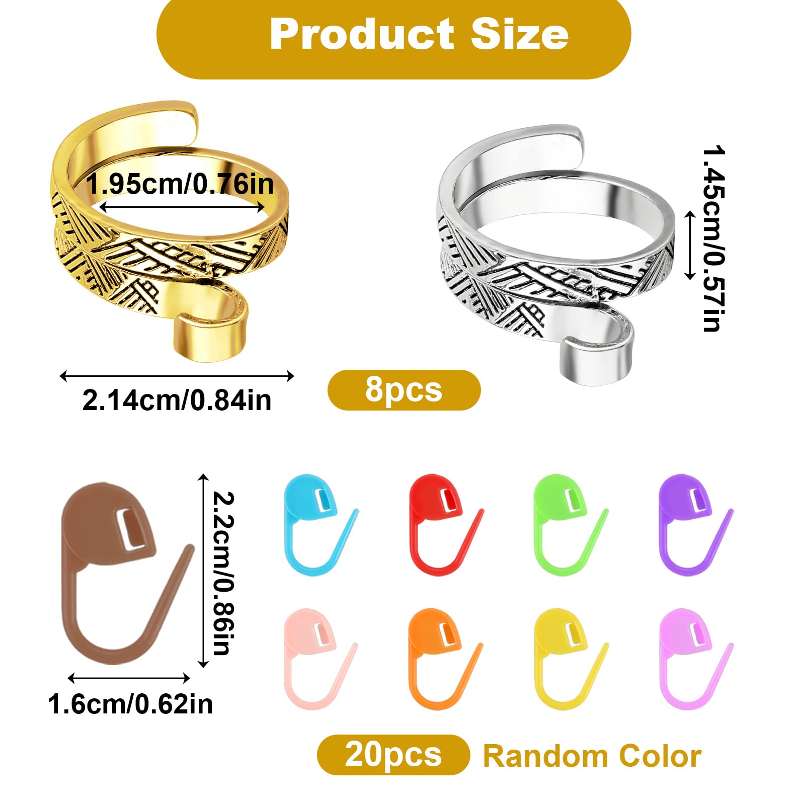 Häkelring-Set Mit 4 Ringen & 100 Maschenmarkierern – Verstellbar Für Finger, Perfekt Für Strick- Und Häkelprojekte