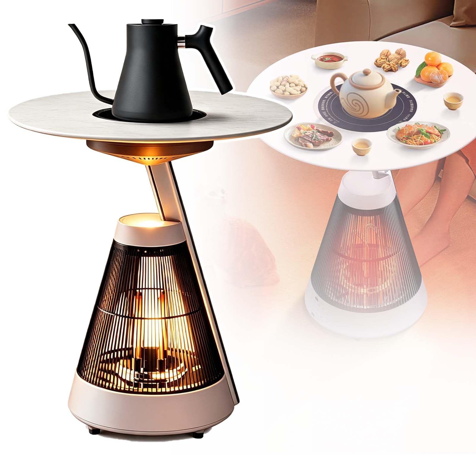 Kompakter Tischheizer Mit Grillfunktion, Ideal Für Studentenwohnheim | 1500-W-Cerankochfeld + 1000-W-360°-Warmluftfunktion, Zwei Timer, Touchpanel + Fernbedienung, Kindersicherung