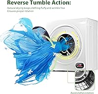 Vista 3 de Euhomy Secadora de ropa compacta, 2.65 pies cúbicos de carga frontal, de acero inoxidable, con tubo de escape, 1400 W, panel de control LCD