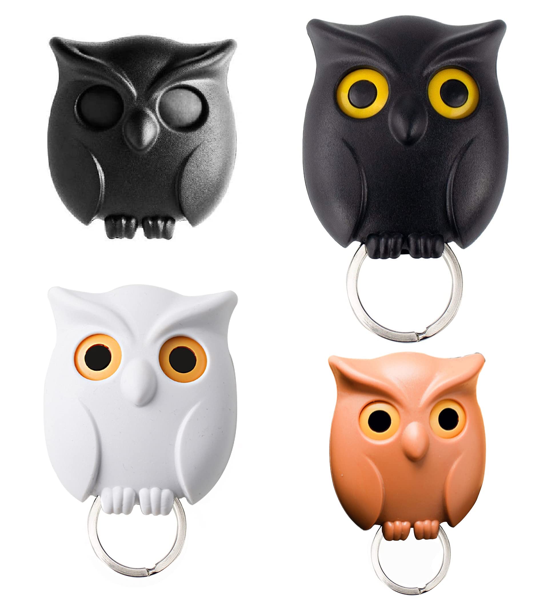 TERRIFI3PCS Cute Owl Key Holder with Automatic Open/Close Eyes, Magnetic Night Owl Keyring Holder for Wall Mounting with Self-Adhesive Tape