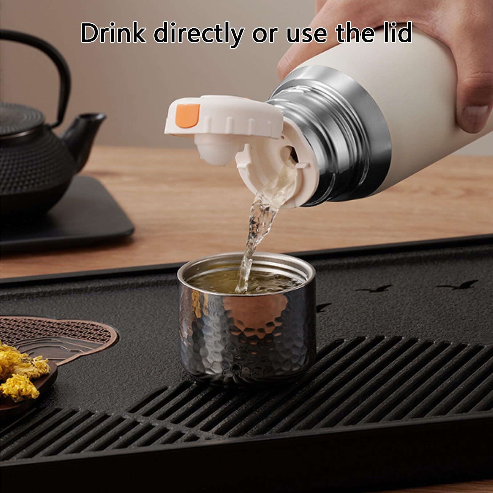 Taza Termo, Vaso Termico Cafe, Sellada y A Prueba de Fugas, Desmontable y Fácil de Limpiar, Apta para Bebidas Frías y Calientes(White,23.5cm/9.2in)