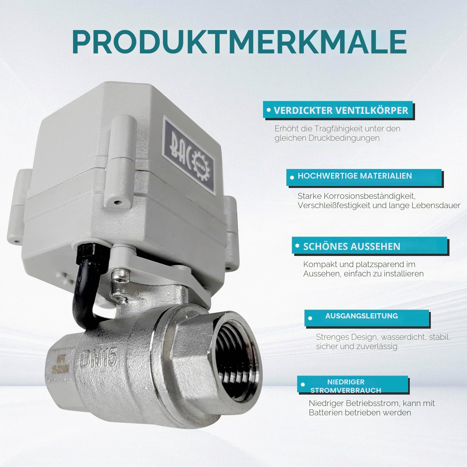 BACOENG AC110/230V 2 Wege 1/2" Edelstahl Motorkugelhahn Elektrische Zonenventil mit Stecker NC