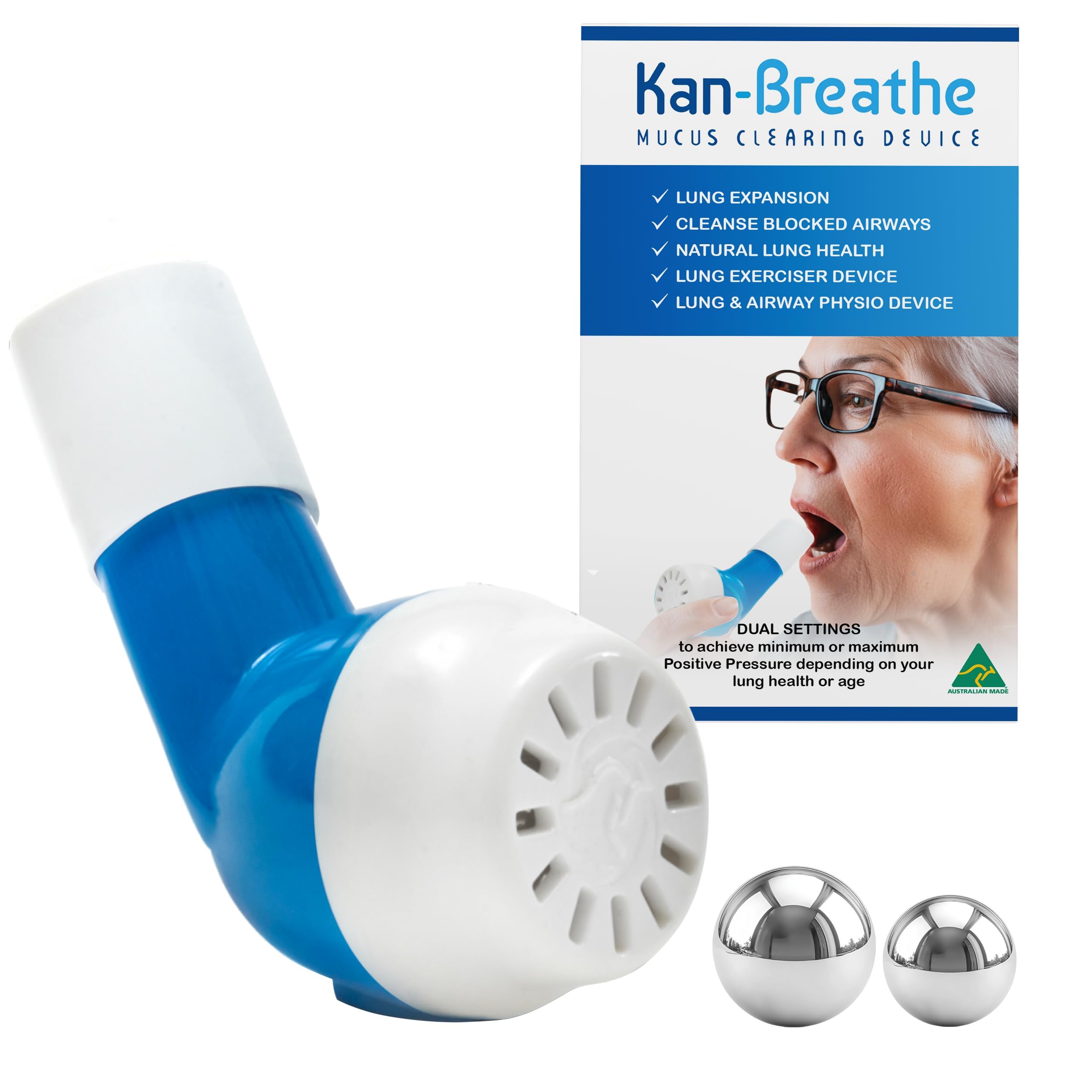 – Natural Lung Exerciser & Mucus Removal Device - Naturally Clear Mucus from Airways & Improve Lung Capacity with This Opep Respiratory Breathing Exercise Device - Made in Australia – Blue