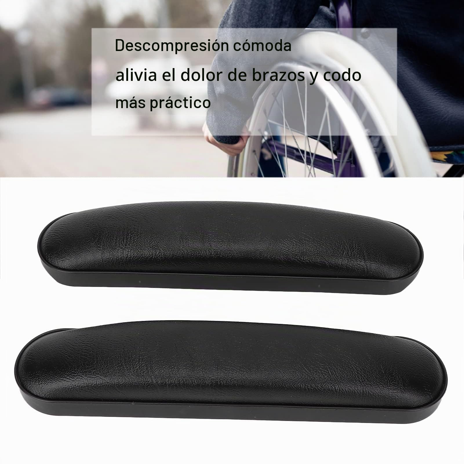 Funda para Reposabrazos De Silla De Ruedas, 2 Uds 26x5,5cm Funda Acolchada Universal Reposabrazos De Cuero PU Almohadillas Acolchadas cómodas reposabrazos de sillas de Ruedas para Niños Adultos
