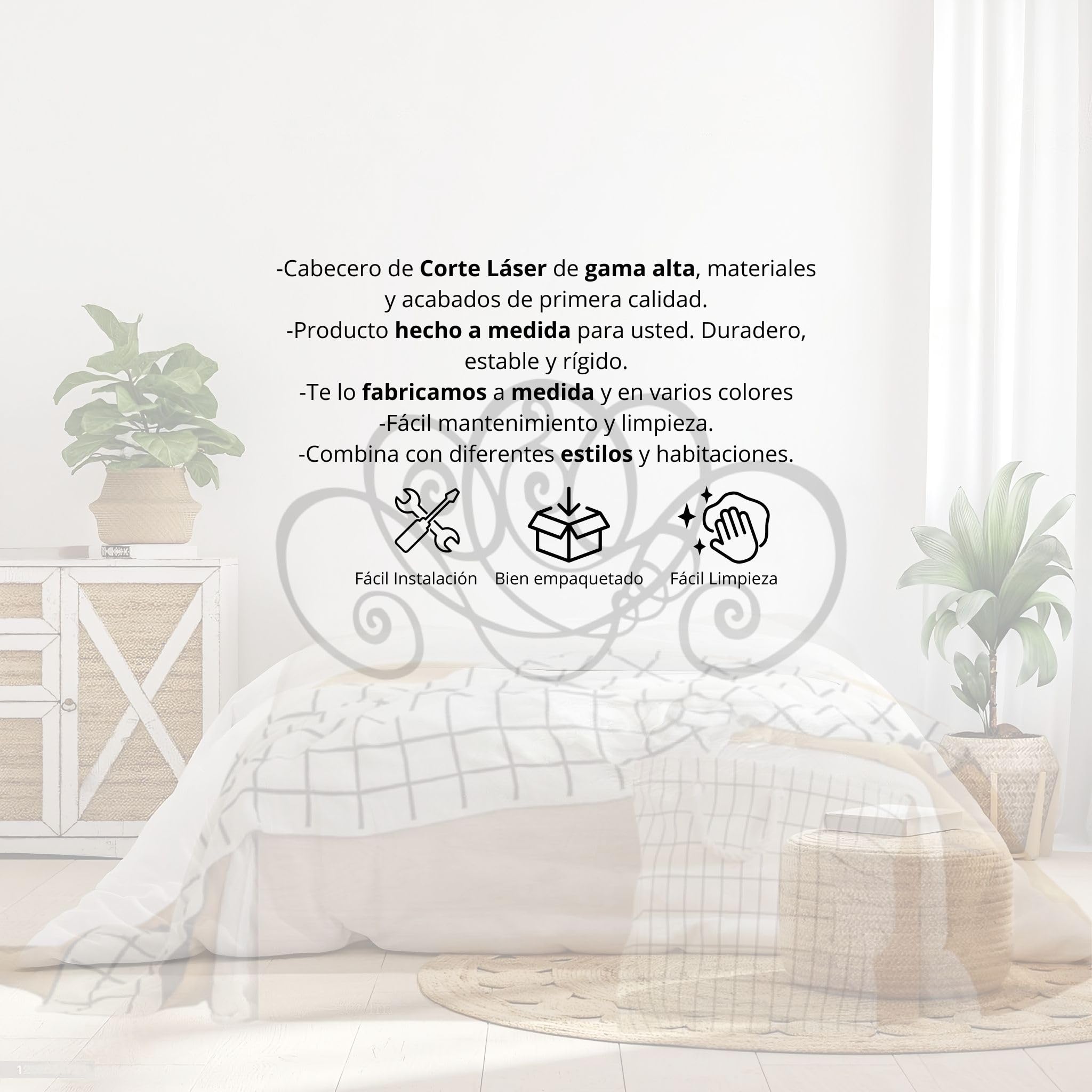 El Herrero Cabecero de Forja Corte Láser Ursula | Cabezal para Cama de Matrimonio e Individual | Producto Artesanal de España